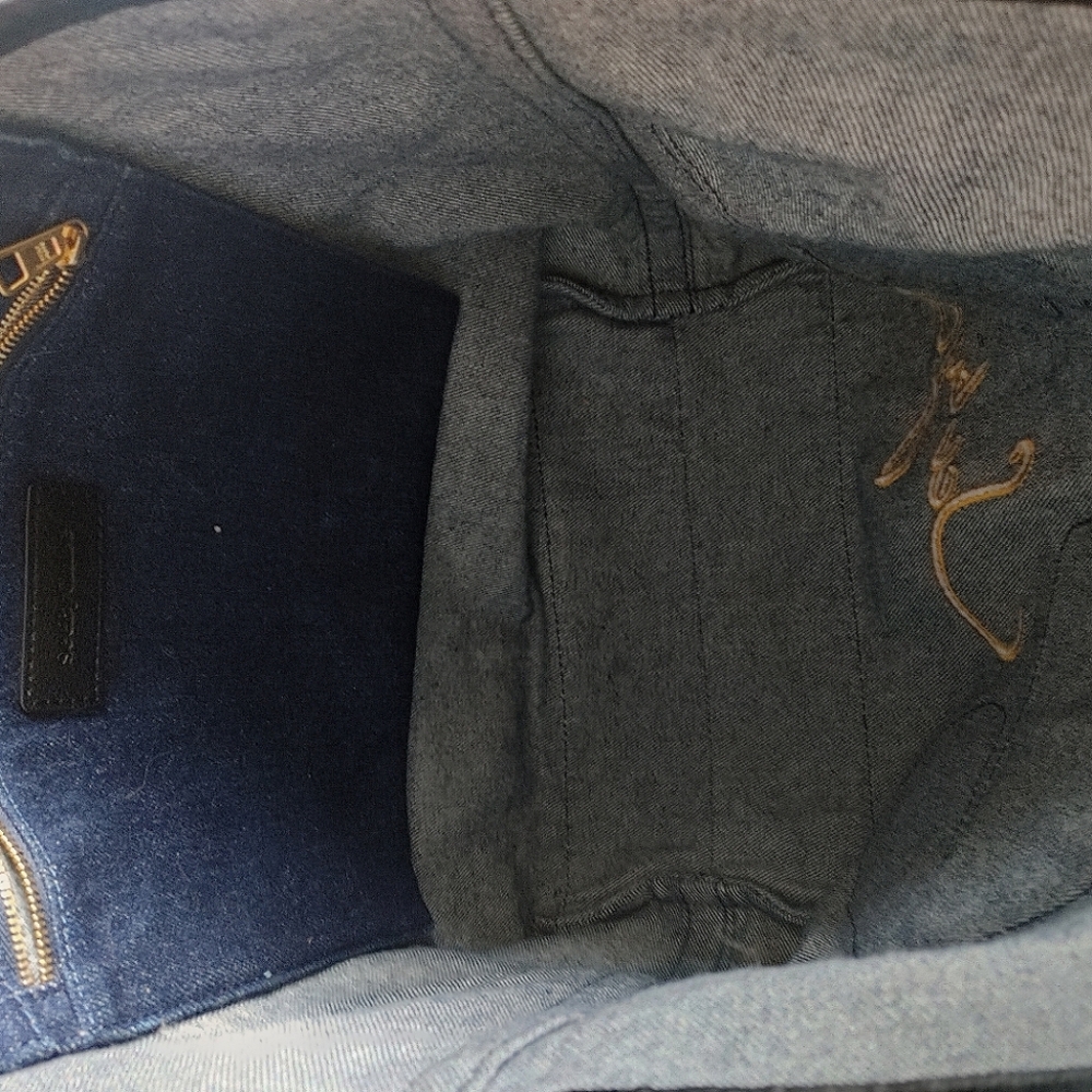 See By Chloe Denim Floral Embroidery Shoulder Tote Bag - Picture 4 of 16